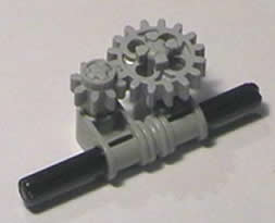 Small and medium gears meshed on a beam